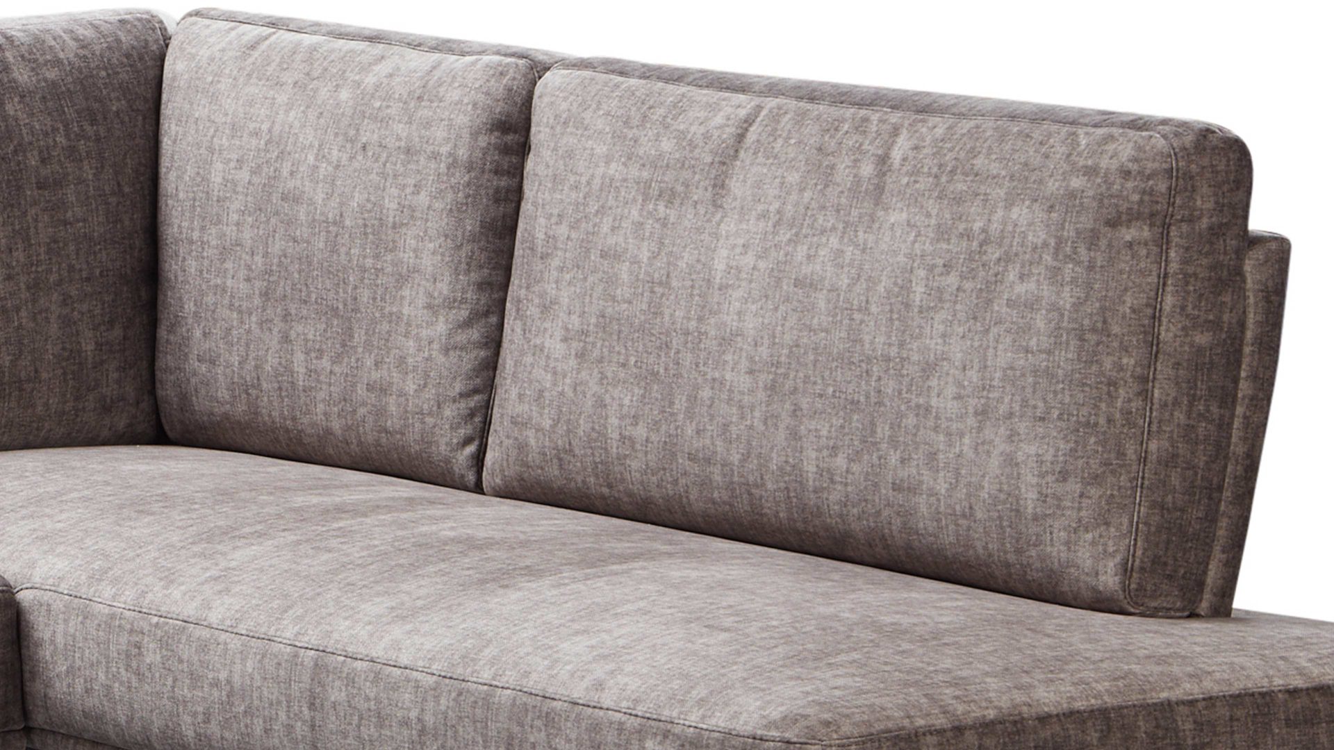 Eckbank combinessa aus Stoff in Hellbraun Combinessa Serie Gavello - Eckbank hellbrauner Stoffbezug H2O 0660-75 & schwarzes Metall - Stellfläche ca. 256 x 171 cm