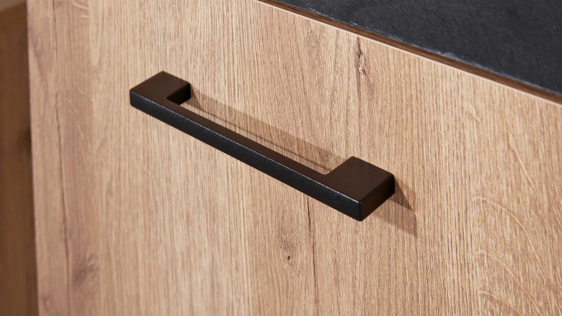 Highboard Interliving aus Holz in Holzfarben Interliving Jugendzimmer Serie 1701 - Highboard 5604 Riss-Eiche & Schiefer anthrazit - drei Türen, zwei Schubladen