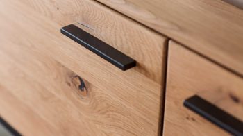 Highboard Mca direkt aus Holz in Holzfarben Wohnprogramm Portland - Highboard Asteiche bianco & Anthrazit – zwei Türen, eine Schublade, Breite ca. 184 cm