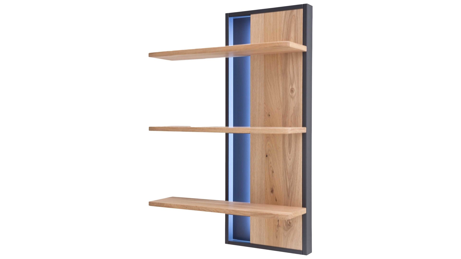 Wohnwand Mca furniture aus Holz in Holzfarben Wohnprogramm Portland - Wohnwand Asteiche bianco & Anthrazit – dreiteilig, Breite ca. 298 cm