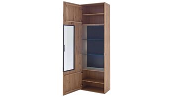 Vitrine Mca furniture aus Holz in Holzfarben Wohnprogramm Portland - Vitrine Asteiche bianco & Anthrazit – eine Tür, Höhe ca. 207 cm