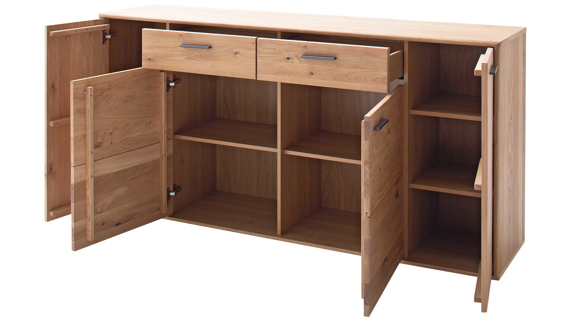 Sideboard Mca direkt aus Holz in Holzfarben Wohnprogramm Portland - Sideboard Asteiche bianco - vier Türen, zwei Schubladen, Breite ca.  184 cm