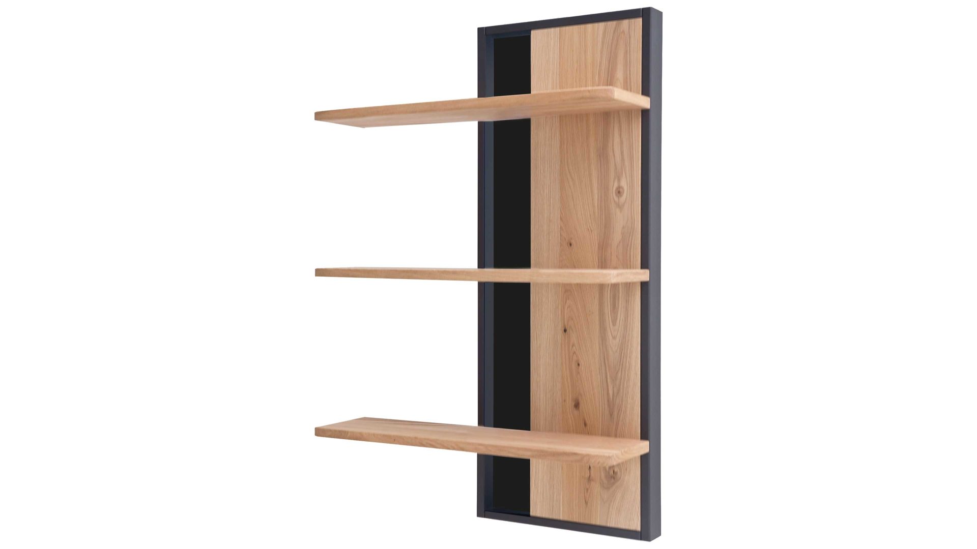 Wandregal Mca direkt aus Holz in Holzfarben Wohnprogramm Portland - Wandregal Asteiche bianco & Anthrazit – drei Böden, Höhe ca. 105 cm