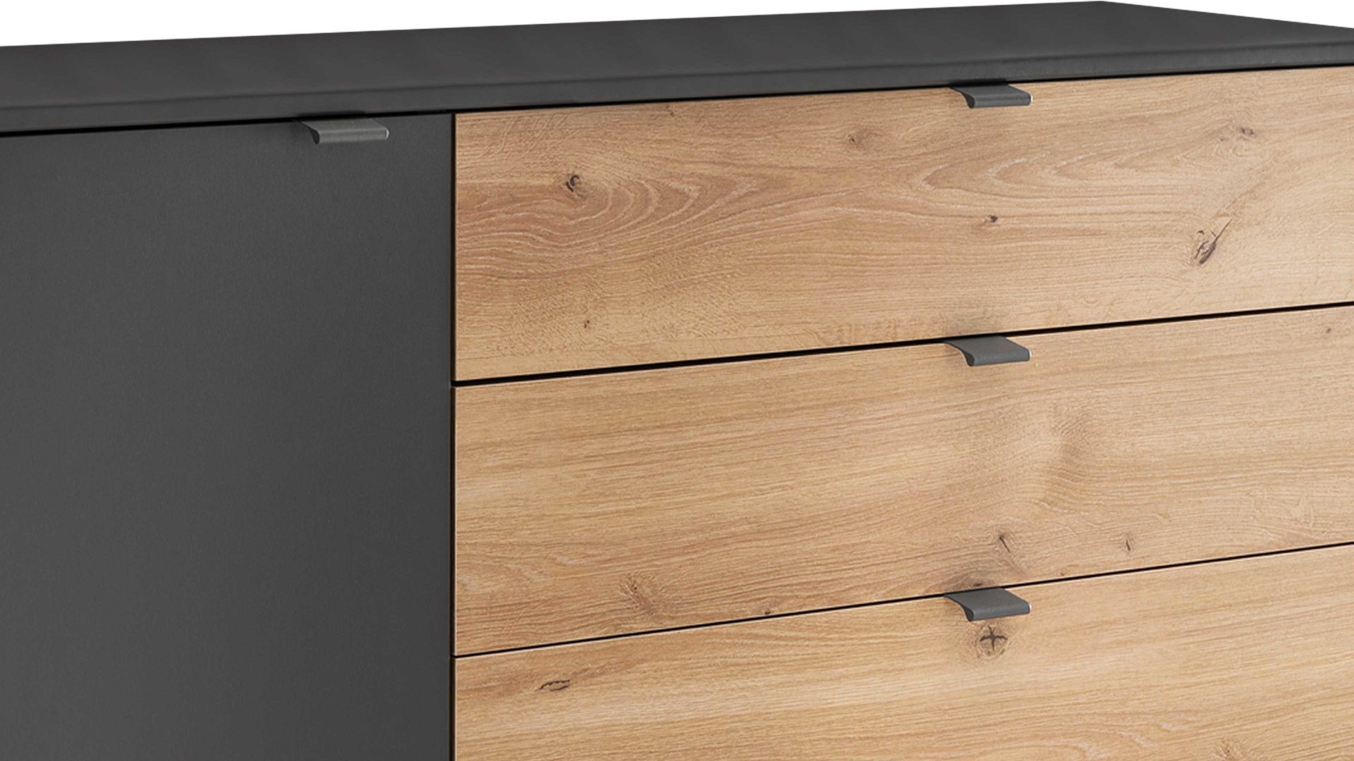 Kombikommode Wiemann | oeseder aus Holz in Dunkelgrau WIEMANN Schlafzimmerprogramm Alabama - Kombikommde Graphit & Eiche Bianco - zwei Türen, fünf Schubladen, Breite ca. 120 cm