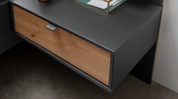 Nachtkommode Wiemann | oeseder aus Holz in Dunkelgrau WIEMANN Schlafzimmerprogramm Alabama - Nachtkonsolen-Set Graphit & Eiche Bianco - zweiteilig, Breite ca. 60 cm