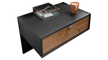 Nachtkommode Wiemann | oeseder aus Holz in Dunkelgrau WIEMANN Schlafzimmerprogramm Alabama - Nachtkonsolen-Set Graphit & Eiche Bianco - zweiteilig, Breite ca. 60 cm