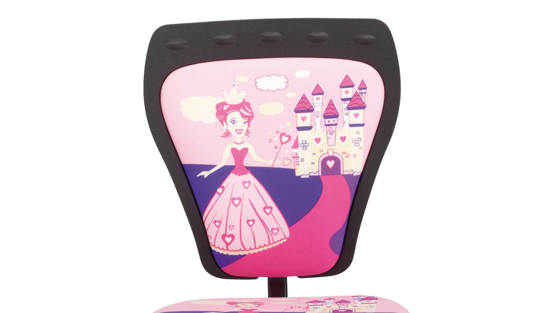 Drehstuhl Nowystyl aus Stoff in Pink Kinder-Drehstuhl Ministyle pinker Motivbezug Cartoon Fox Princess & schwarzes Drehkreuz