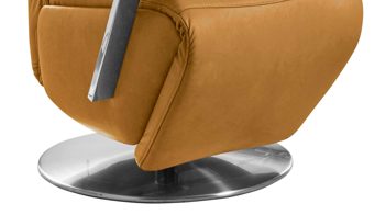 Relaxsessel Steinpol polsteria aus Leder in Gelb Relaxsessel Serie Relaxa-Feeling senffarbenes Leder Punch Dijon & Edelstahl-Drehteller