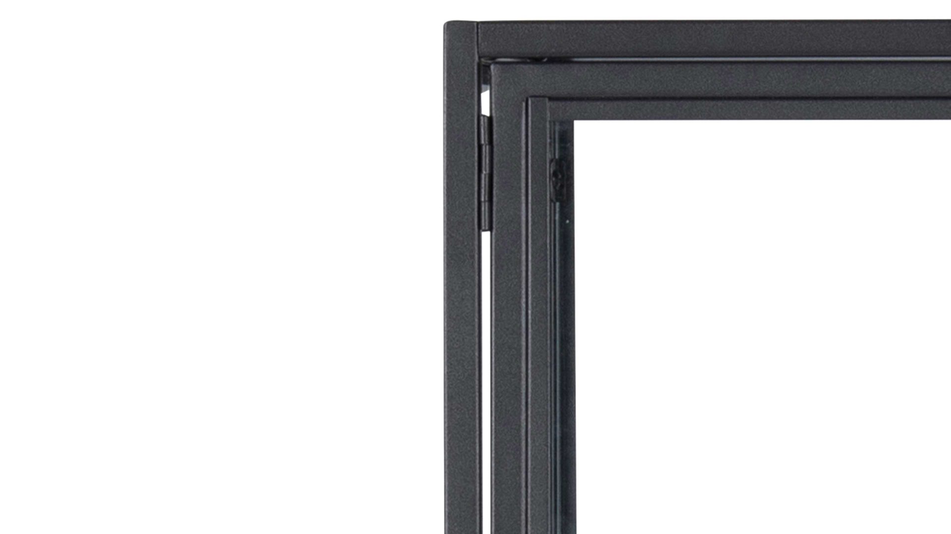 Vitrine Actona group aus Glas in Schwarz Vitrine Seaford im Industrielook Glas, Holz & Metall – zwei Türen, Breite ca. 77 cm