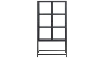 Vitrine Actona group aus Glas in Schwarz Vitrine Seaford im Industrielook Glas, Holz & Metall – zwei Türen, Breite ca. 77 cm