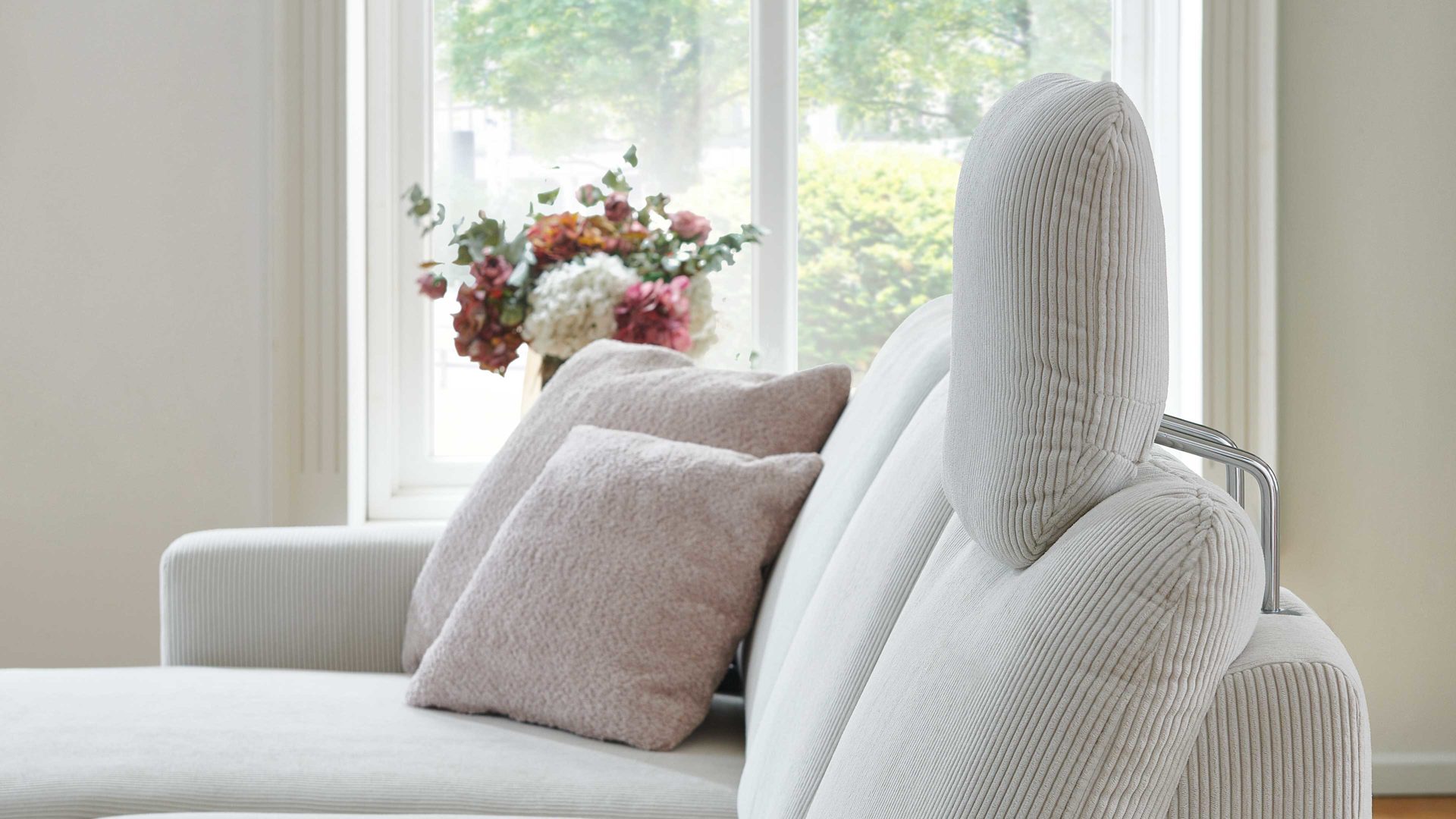 Kopfstütze modulmaster aus Stoff in Weiß Modulmaster MM-ZE1126 - Kopfstütze CKS naturweißer Feincord - ca. 44 x 32 cm