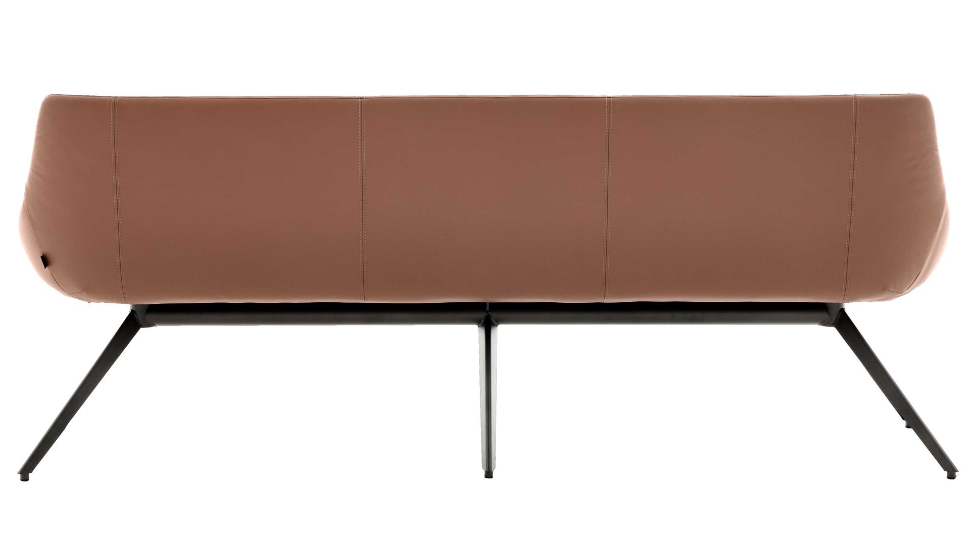 Polsterbank Interliving aus Leder in Hellbraun Interliving Esszimmer Serie 5115 - Polsterbank Ravi R83L sattelfarbenes Leder LD2015 & anthrazitfarbenes Metall - Länge ca. 215 cm