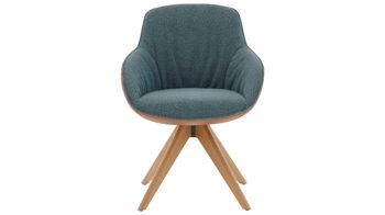 Polsterstuhl Interliving aus Stoff in Blau Interliving Esszimmer Serie 5115 - Armlehnstuhl Ravi Timber R28L sattelfarbenes Leder LD2015 & denimfarbener Bezug Alpine 153, Eiche