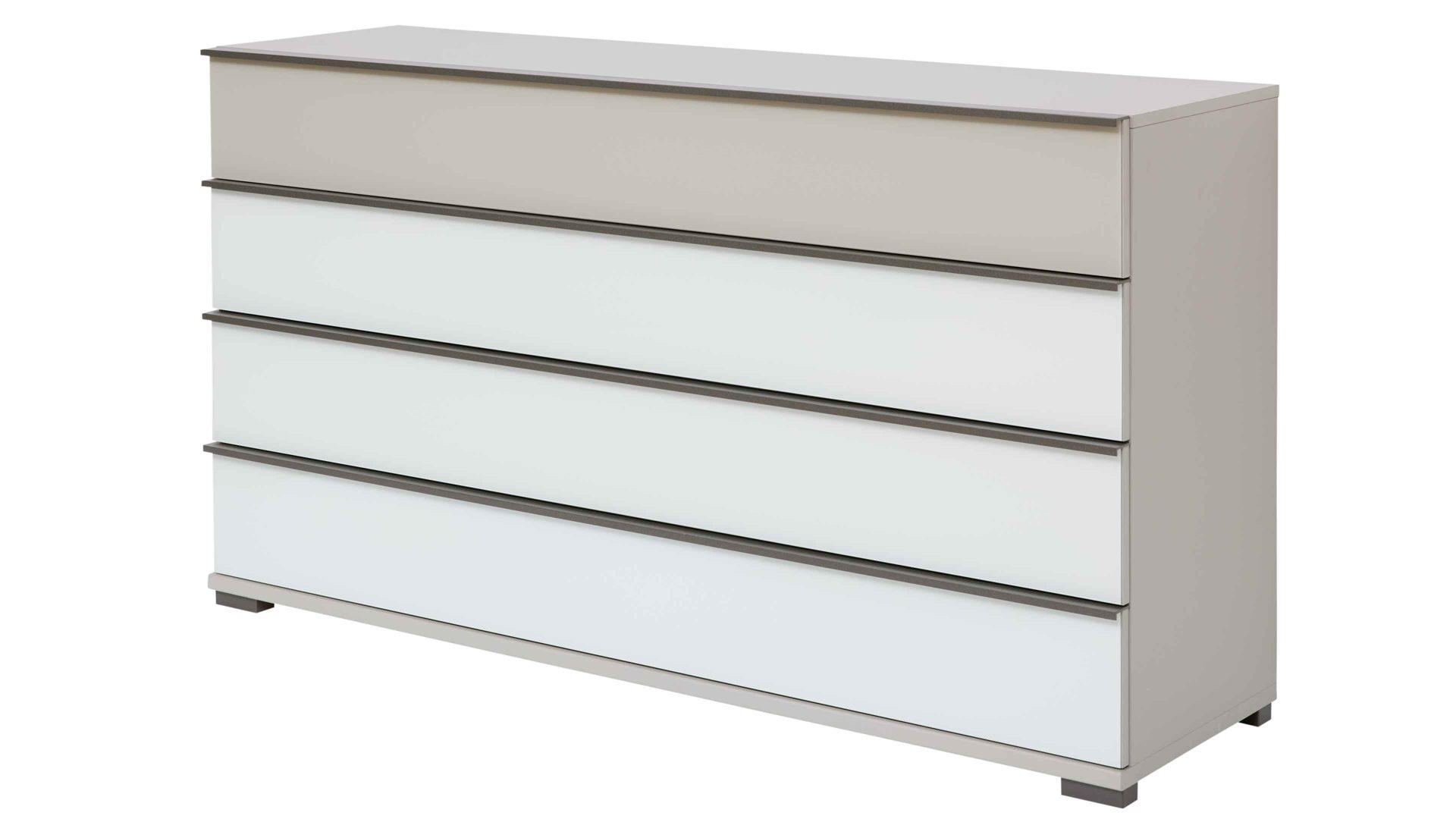 Schubladenkommode Interliving aus Holz in Weiß Interliving Schlafzimmer Serie 1032 – Schubladenkommode 275 Weiß & Kieselgrau - vier Schubladen, Breite ca. 149 cm