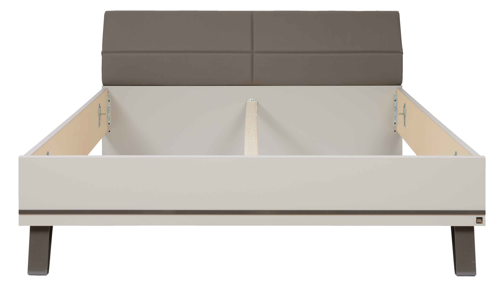 Bettgestell Interliving aus Holz in Weiß Interliving Schlafzimmer Serie 1032 – Bettgestell Kieselgrau & Havanna - Liegefläche ca. 180 x 200 cm