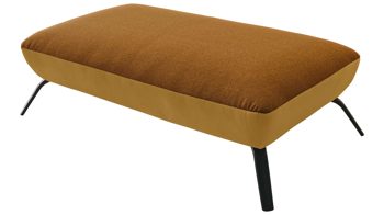 Polsterhocker KAWOO aus Stoff in Gelb KAWOO Polsterprogramm Dover XC - Polsterhocker senffarbenes Flachgewebe Portofino & goldfarbene Maschenware Riviera - ca. 142 x 80 cm