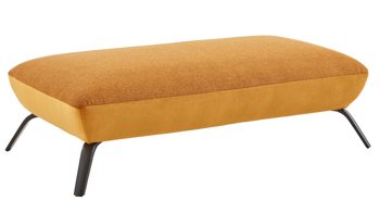 Polsterhocker KAWOO aus Stoff in Gelb KAWOO Polsterprogramm Dover Plus - Polsterhocker senffarbenes Flachgewebe Portofino & goldfarbene Maschenware Riviera - ca. 142 x 80 cm