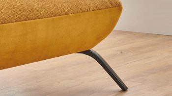 Ecksofa KAWOO aus Stoff in Gelb KAWOO Polsterprogramm Dover Plus - Ecksofa senffarbener Bezug Portofino & goldfarbene Maschenware Riviera - Stellfläche ca. 301 x 191 cm