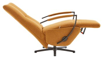 Relaxsessel KAWOO aus Stoff in Gelb KAWOO Polsterprogramm Dover Plus - Relaxsessel senffarbener Bezug Portofino & schwarzer Sternfuß