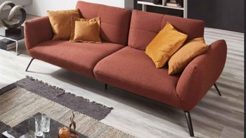 Bigsofa KAWOO aus Stoff in Orange KAWOO Polsterprogramm Dover XC - Bigsofa kupferfarbenes Flachgewebe Portofino - Länge ca. 260 cm