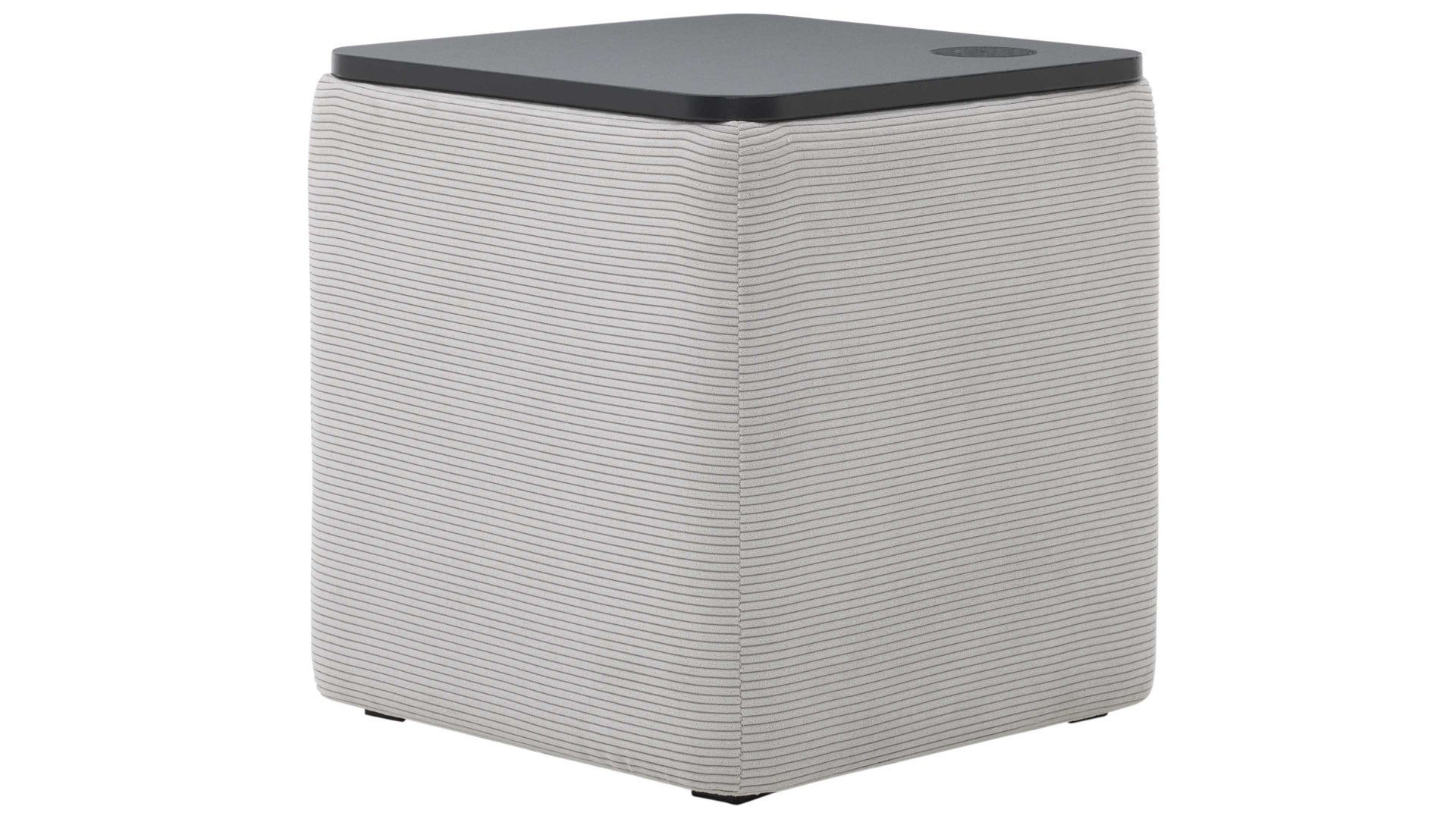 Nachttisch Interliving aus Stoff in Hellgrau Interliving Boxspringbett Serie 1418 - Nachtkonsole mit Ladefunktion silberfarbener Feincord