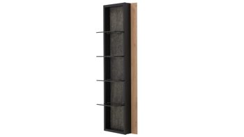 Wohnwand Interliving aus Holz in Holzfarben Interliving Wohnzimmer Serie 2029 - Wohnwand 80 Wildeiche & Granit-Steinoptik - dreiteilig, Breite ca. 275 cm