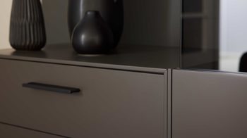 Lowboard Interliving aus Holz in Dunkelgrau Interliving Wohnzimmer Serie 2030 - Lowboard Wolfram Grey & Spaltholz - zwei Schubladen, Länge ca. 180 cm