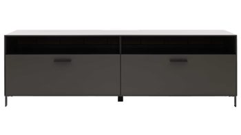 Lowboard Interliving aus Holz in Dunkelgrau Interliving Wohnzimmer Serie 2030 - Lowboard Wolfram Grey & Spaltholz - zwei Schubladen, Länge ca. 180 cm