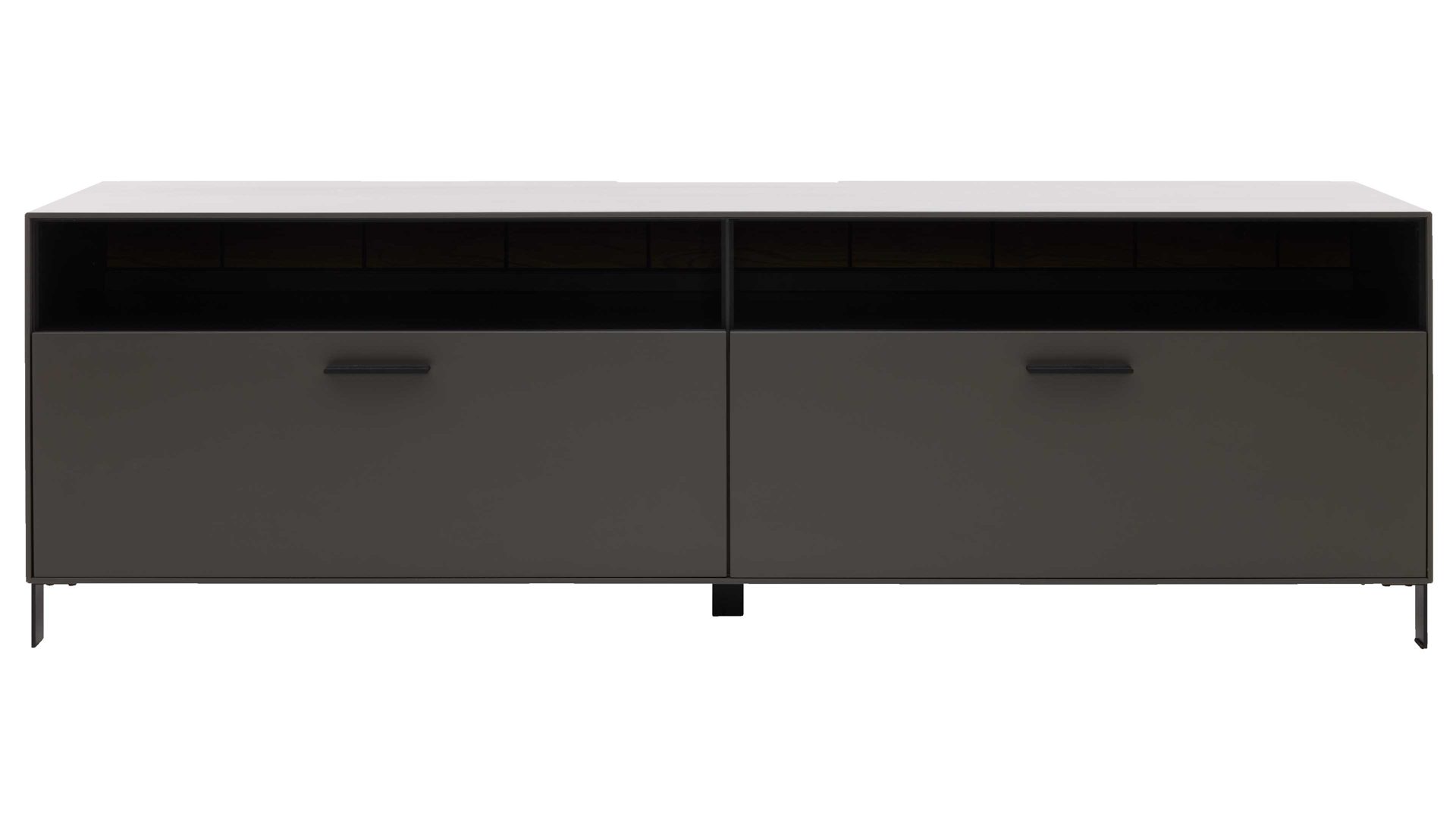 Lowboard Interliving aus Holz in Dunkelgrau Interliving Wohnzimmer Serie 2030 - Lowboard 32 Wolfram Grey & Spaltholz - zwei Schubladen, Länge ca. 180 cm