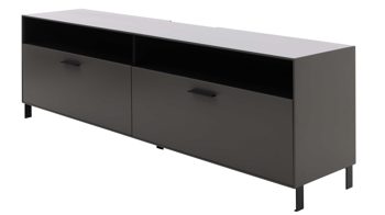 Lowboard Interliving aus Holz in Dunkelgrau Interliving Wohnzimmer Serie 2030 - Lowboard 32 Wolfram Grey & Spaltholz - zwei Schubladen, Länge ca. 180 cm
