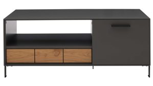 Couchtisch Interliving aus Holz in Dunkelgrau Interliving Wohnzimmer Serie 2030 - Couchtisch 02 Wolfram Grey & Spaltholz - zwei Türen, eine Schublade, ca. 110 x 60 cm