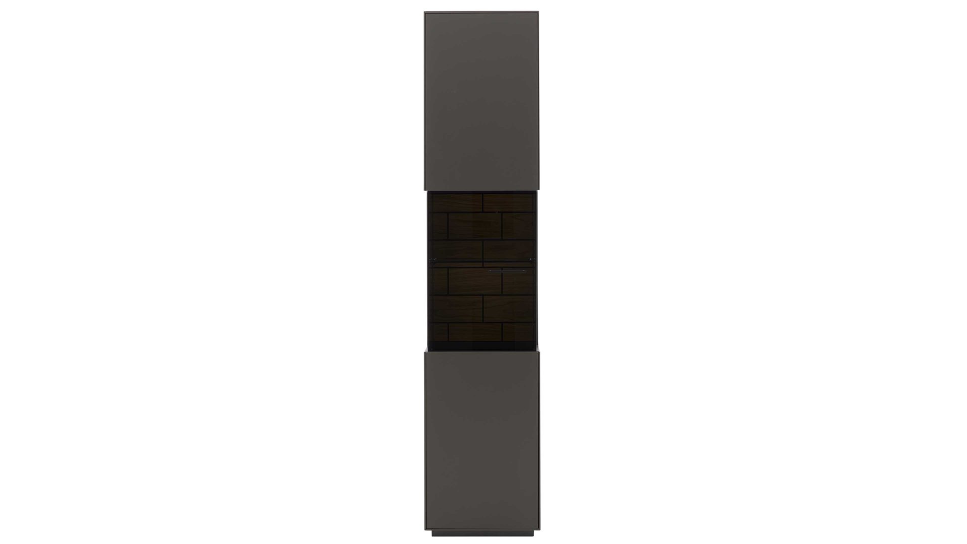 Vitrine Interliving aus Holz in Dunkelgrau Interliving Wohnzimmer Serie 2030 - Vitrine 01 Wolfram Grey & Spaltholz - eine Tür, Breite ca. 45 cm