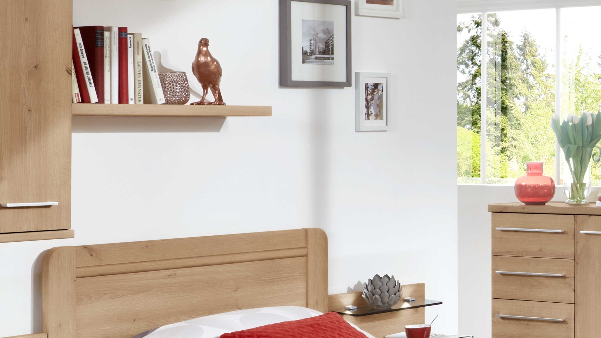 Wandregal Wiemann | oeseder aus Holz in Holzfarben WIEMANN Schlafzimmerserie Mainau 2 - Steckbord Bianco Eiche - Länge ca. 80 cm