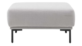 Polsterhocker Interliving aus Stoff in Hellgrau Interliving Sofa Serie 4255 – Polsterhocker silberfarbener Bezug Mara 9 & schwarze Metallfüße 4.26 - ca. 95 x 65 cm
