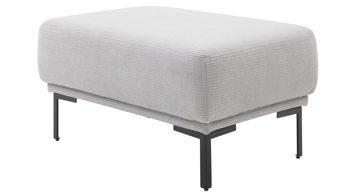 Polsterhocker Interliving aus Stoff in Hellgrau Interliving Sofa Serie 4255 – Polsterhocker silberfarbener Bezug Mara 9 & schwarze Metallfüße 4.26 - ca. 95 x 65 cm