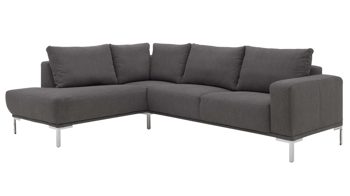 Ecksofa Interliving aus Stoff in Dunkelgrau Interliving Sofa Serie 4255 – Ecksofa grauer Bezug Comora 9853 & silberfarbene Metallfüße 4.26 - Stellfläche ca. 185 x 255 cm