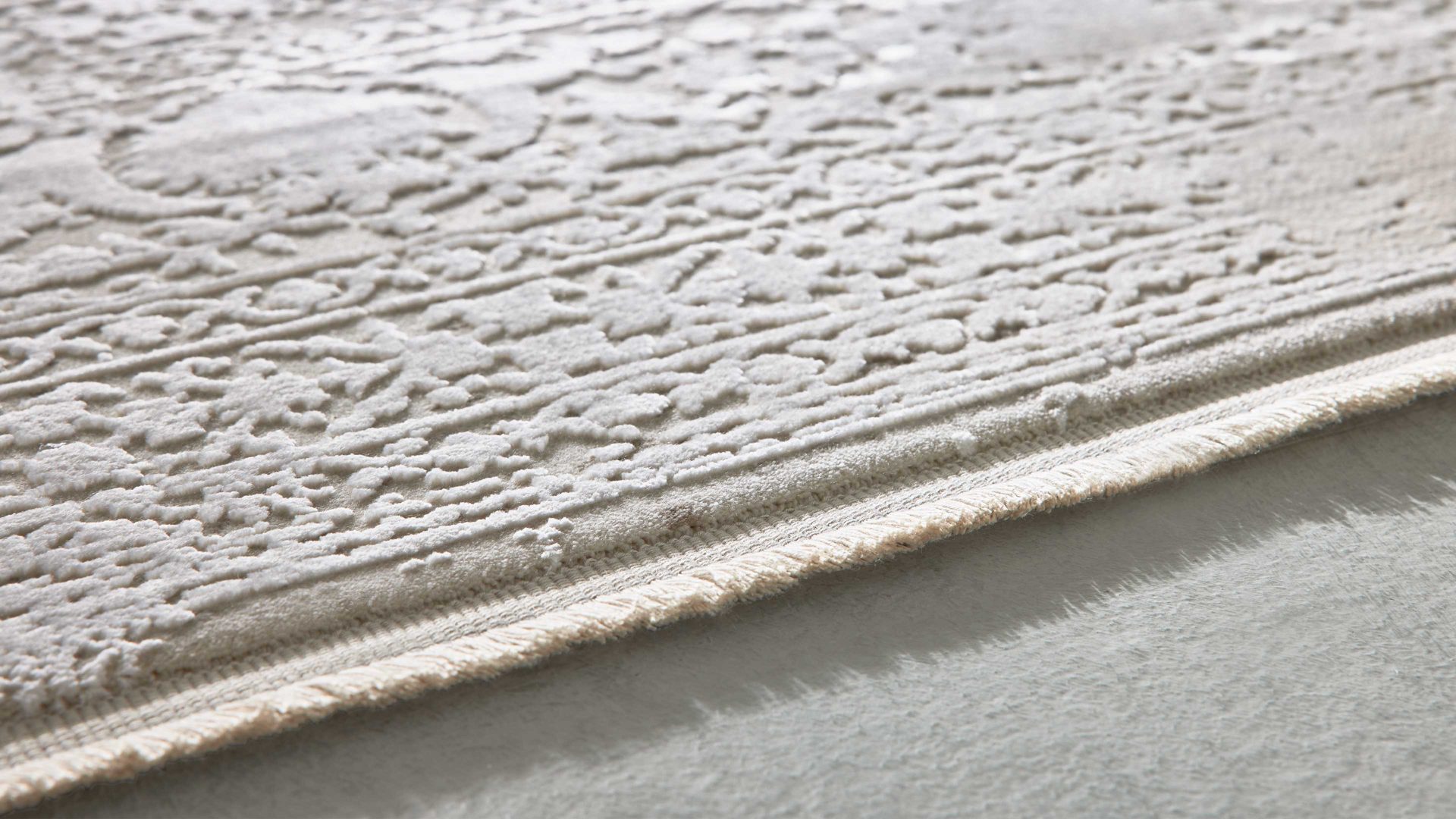 Webteppich Interliving aus Mischgewebe in Hellgrau Interliving Teppich Serie L-8710 Silber – ca. 240 x 340 cm