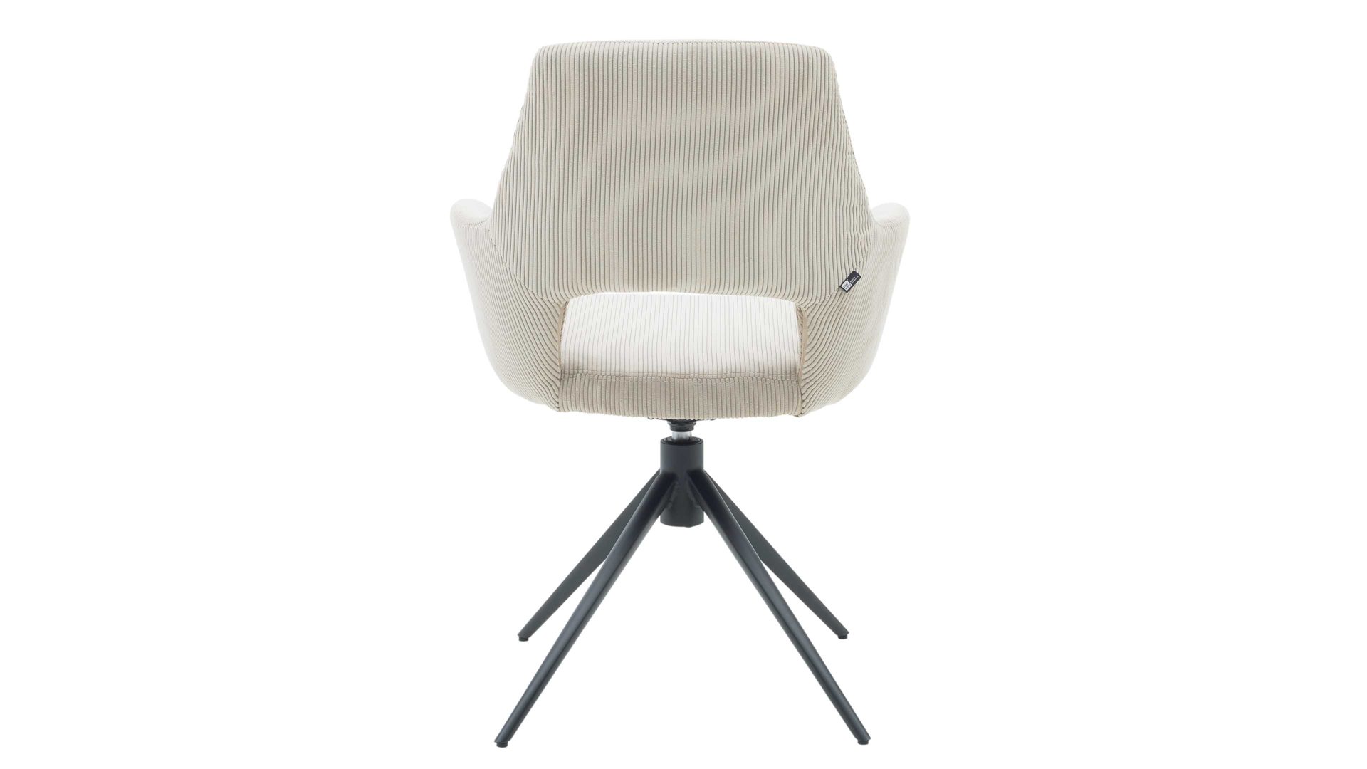 Vierfußstuhl Interliving aus Stoff in Weiß Interliving Esszimmer Serie 5605 – Armlehnstuhl 2282-04 mit Dreh- und Rückholfunktion cremeweißer Cord Rebel & schwarzes Eisen