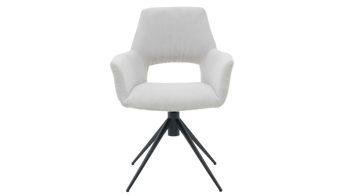 Vierfußstuhl Interliving aus Stoff in Weiß Interliving Esszimmer Serie 5605 – Armlehnstuhl mit Dreh- und Rückholfunktion cremeweißer Cord Rebel & schwarzes Eisen