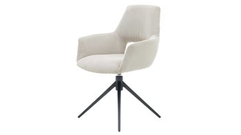 Vierfußstuhl Interliving aus Stoff in Weiß Interliving Esszimmer Serie 5605 – Armlehnstuhl mit Dreh- und Rückholfunktion cremeweißer Cord Rebel & schwarzes Eisen