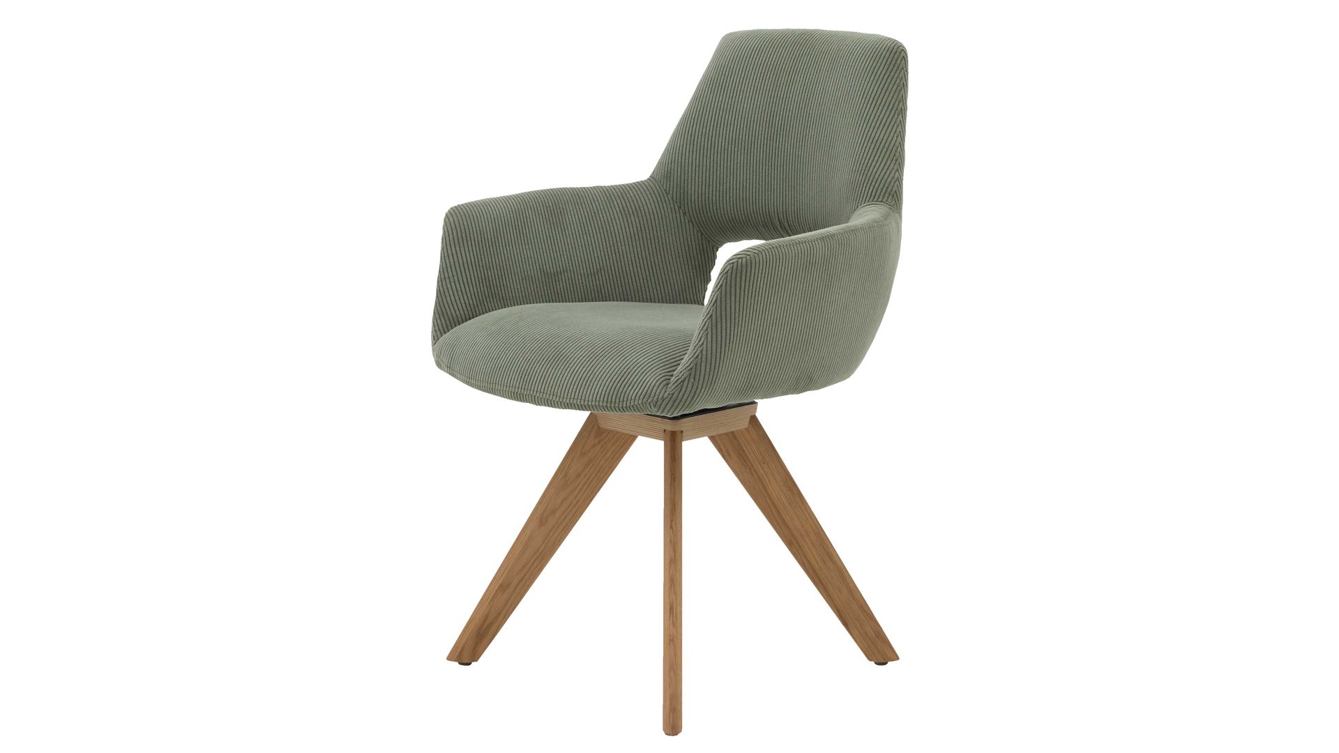 Vierfußstuhl Interliving aus Stoff in Dunkelgrün Interliving Esszimmer Serie 5605 – Armlehnstuhl 2272-47 waldgrüner Cord Rebel & Eiche