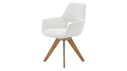 Vierfußstuhl Interliving aus Stoff in Weiß Interliving Esszimmer Serie 5605 – Armlehnstuhl 2272-47 cremeweißer Cord Rebel & Eiche
