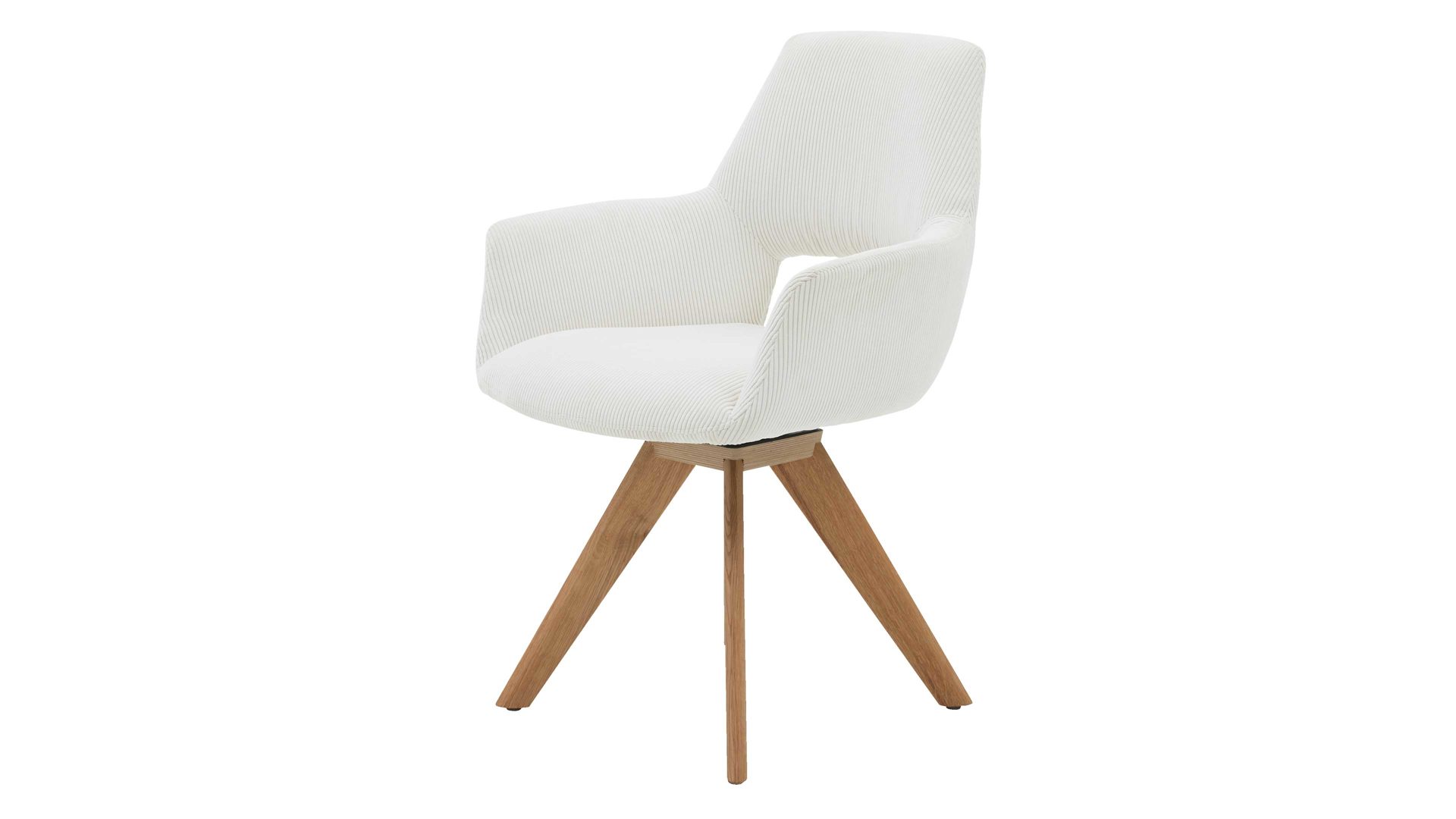 Vierfußstuhl Interliving aus Stoff in Weiß Interliving Esszimmer Serie 5605 – Armlehnstuhl 2272-47 cremeweißer Cord Rebel & Eiche