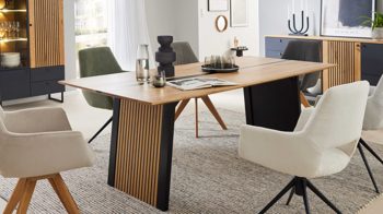 Esstisch Interliving aus Holz in Holzfarben Interliving Esszimmer Serie 5605 – Esstisch 7823 Charakter-Eiche & Schwarz - ca. 220 x 100 cm