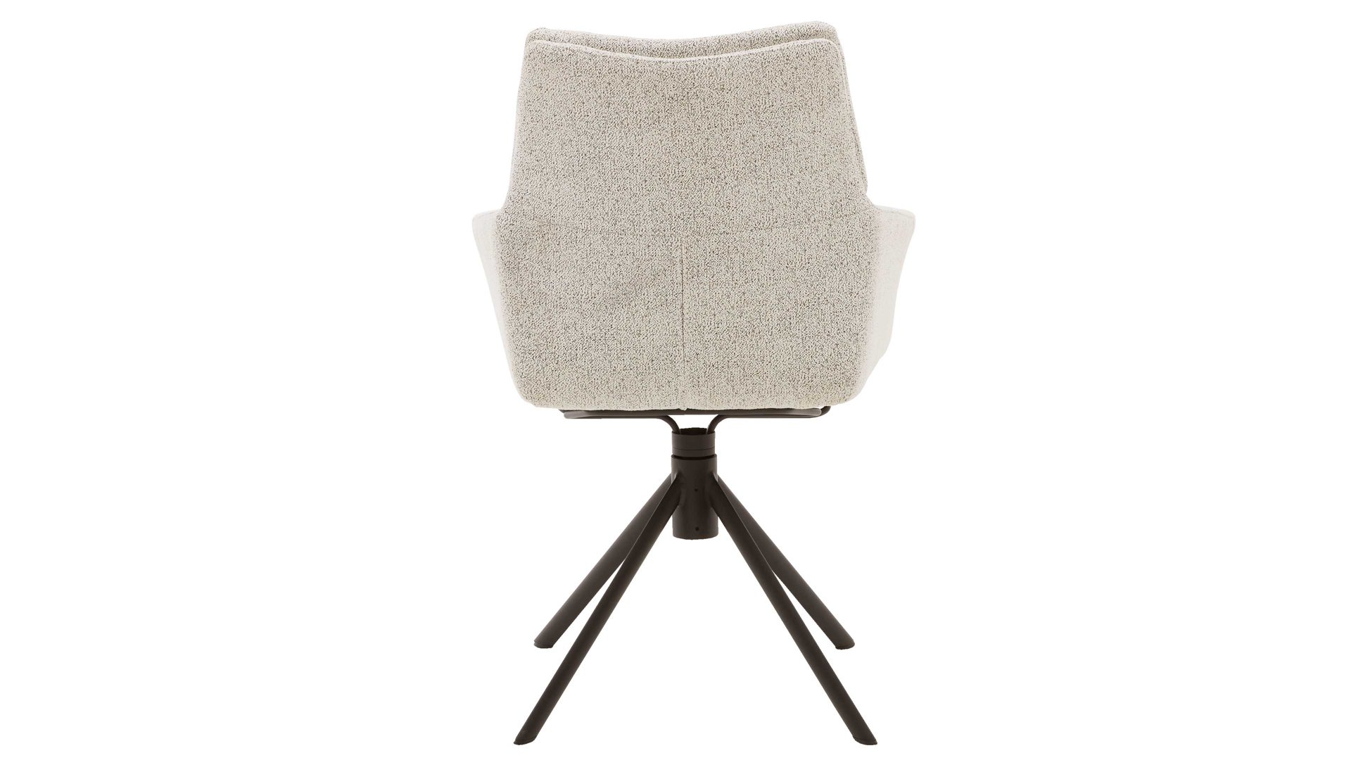 Polsterstuhl Interliving aus Stoff in Weiß Interliving Esszimmer Serie 5118 – Armlehnstuhl mit Move & Turn champagnerfarbener Bouclé Elegant wish E07 & mattschwarzes Eisen