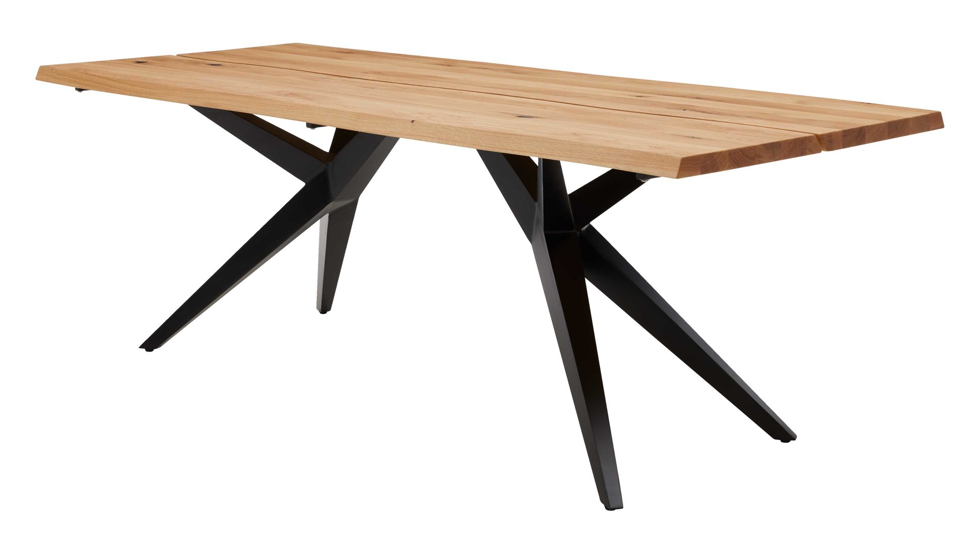 Esstisch Interliving aus Holz in Schwarz Interliving Esszimmer Serie 5118 – Esstisch 7913 Charakter-Eiche & mattschwarzes Eisen - ca. 180 x 100 cm