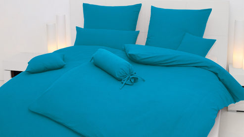 Bettwäsche-Set Janine® aus Naturfaser in Türkis Janine® Bettwäsche-Set azur – ca. 135 x 200 cm