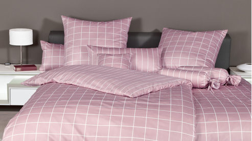 Bettwäsche-Set Janine® aus Naturfaser in Pink Janine Bettwäsche-Set Kreiderosé - ca. 155 x 220 cm