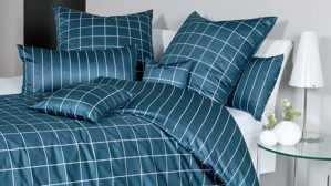 Bettwäsche-Set Janine® aus Naturfaser in Blau Janine® Bettwäsche-Set Atlantik - ca. 135 x 200 cm