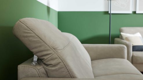 Zweisitzer Interliving aus Leder in Grau Interliving Sofa Serie 4065 – Zweisitzer 2KV kieselfarbenes Leder Cloudy gravel & schwarze Metallfüße – Länge ca. 180 cm